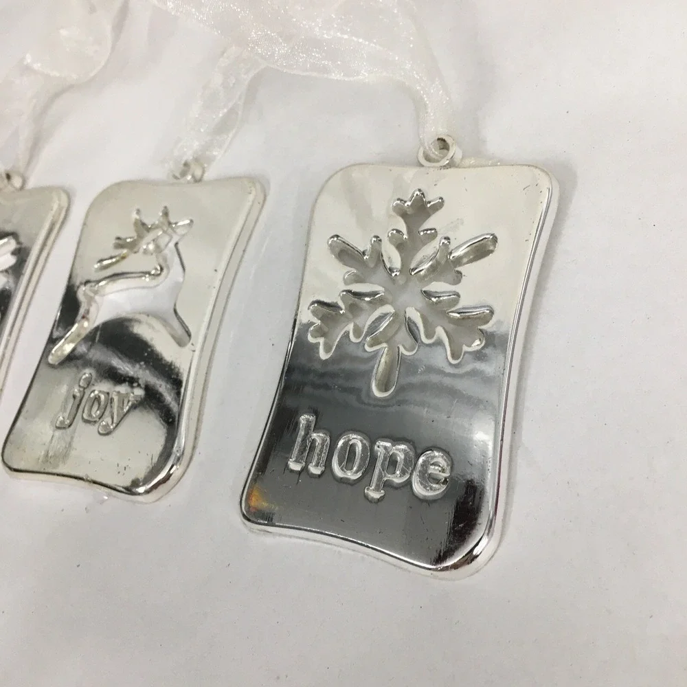 Engraved Cutout Silver Plated Hope,Peace,Joy‎ Ornaments